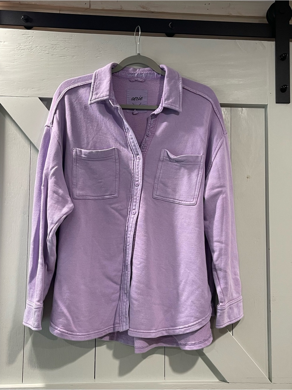 aerie Lavender Button-Up Oversized Shirt